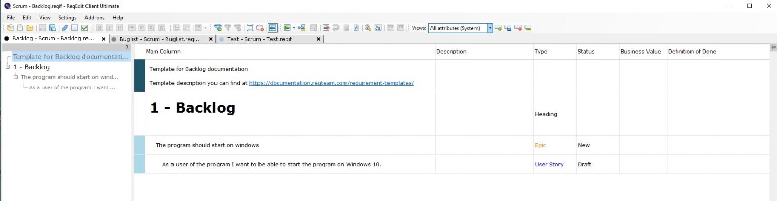 Requirement Templates – ReqEdit Documentation