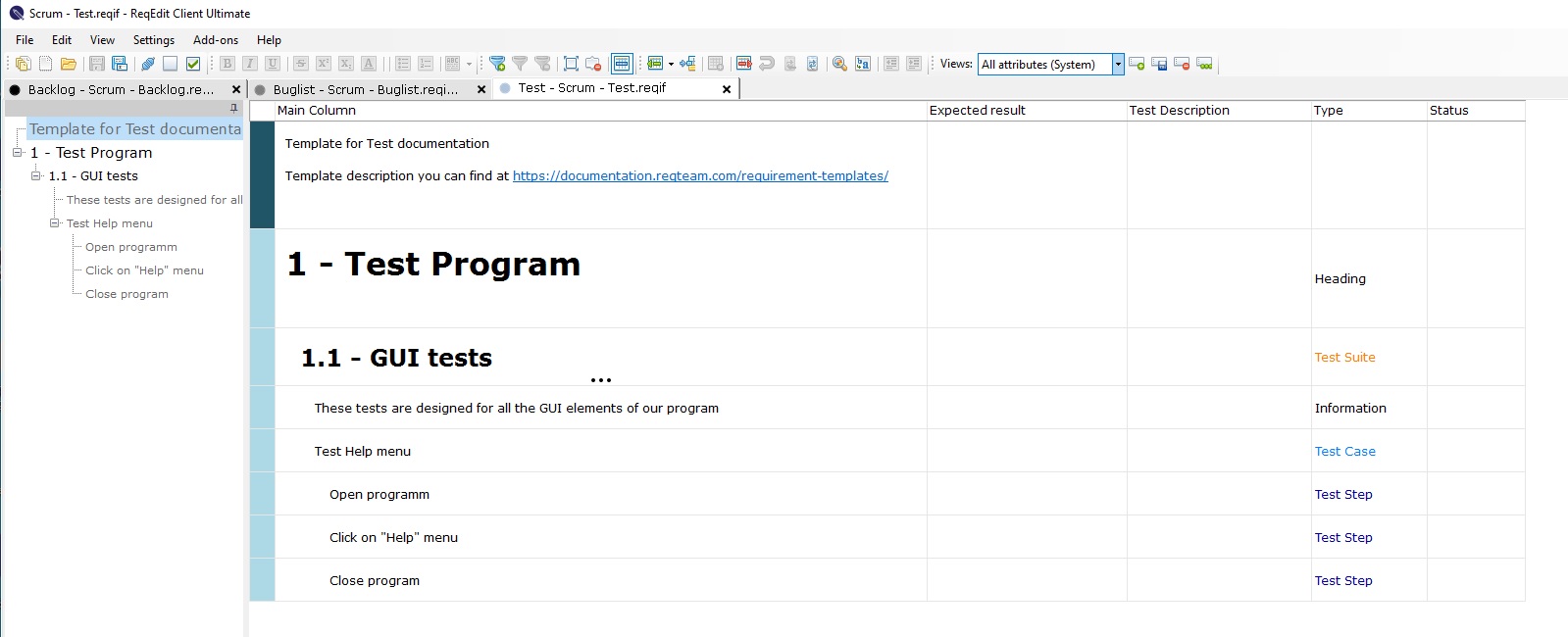 Requirement Templates – ReqEdit Documentation